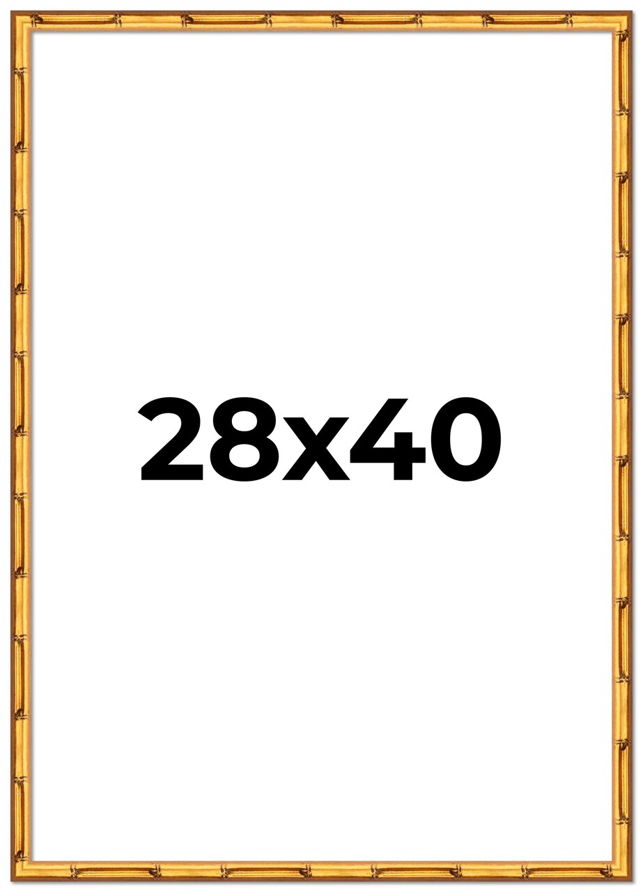 28x40 Thin Bamboo Picture Frame with UV-Resistant Acrylic & Acid Free Backing, Available in 2 Finishes - Gold and Brown